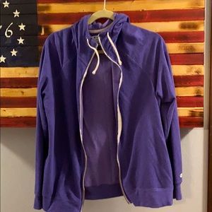 Purple zip up hooded sweatshirt